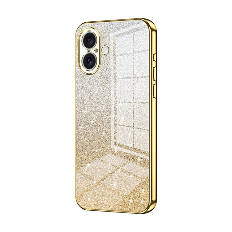 For iPhone 16 Gradient Glitter Powder Electroplated Phone Case(Gold) - free shipping - PMC Jewellery - Order now!