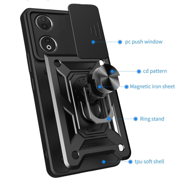 For Honor 90 5G Sliding Camera Cover Design TPU+PC Phone Case(Silver) - Honor Cases by PMC TechLife | Online Shopping South Africa | PMC TechLife | Buy Now Pay Later Mobicred
