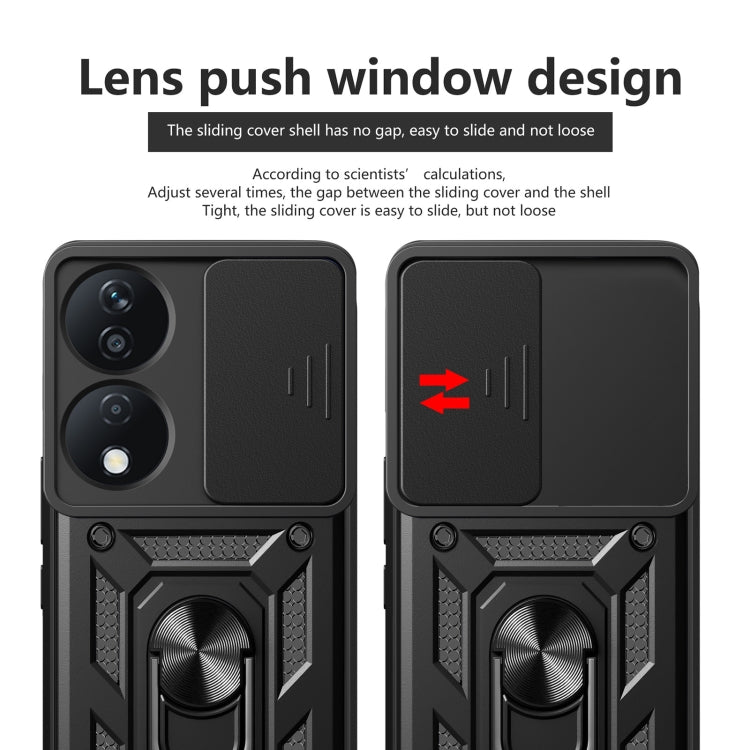 For Honor X7b Sliding Camera Cover Design TPU+PC Phone Case(Red) - Honor Cases by PMC TechLife | Online Shopping South Africa | PMC TechLife | Buy Now Pay Later Mobicred