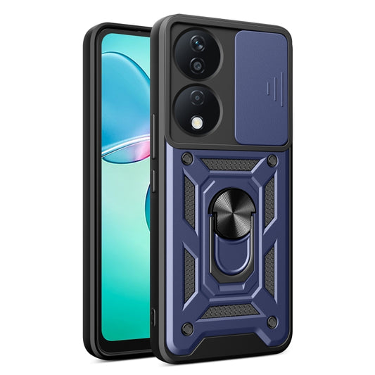 For Honor X7b Sliding Camera Cover Design TPU+PC Phone Case(Blue) - Honor Cases by PMC Jewellery | Online Shopping South Africa | PMC Jewellery | Buy Now Pay Later Mobicred