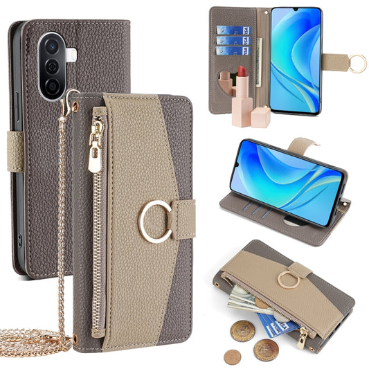 For Huawei nova Y70 Plus / Y70 4G Crossbody Litchi Texture Leather Phone Case(Grey) - Huawei Cases by PMC Jewellery | Online Shopping South Africa | PMC Jewellery | Buy Now Pay Later Mobicred