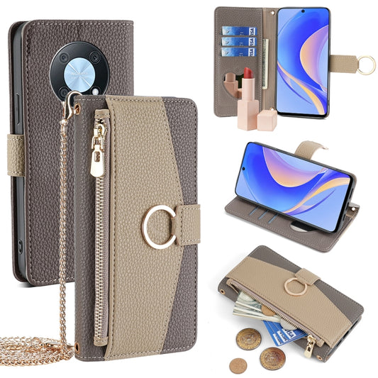 For Huawei nova Y90 4G Crossbody Litchi Texture Leather Phone Case(Grey) - Huawei Cases by PMC Jewellery | Online Shopping South Africa | PMC Jewellery | Buy Now Pay Later Mobicred