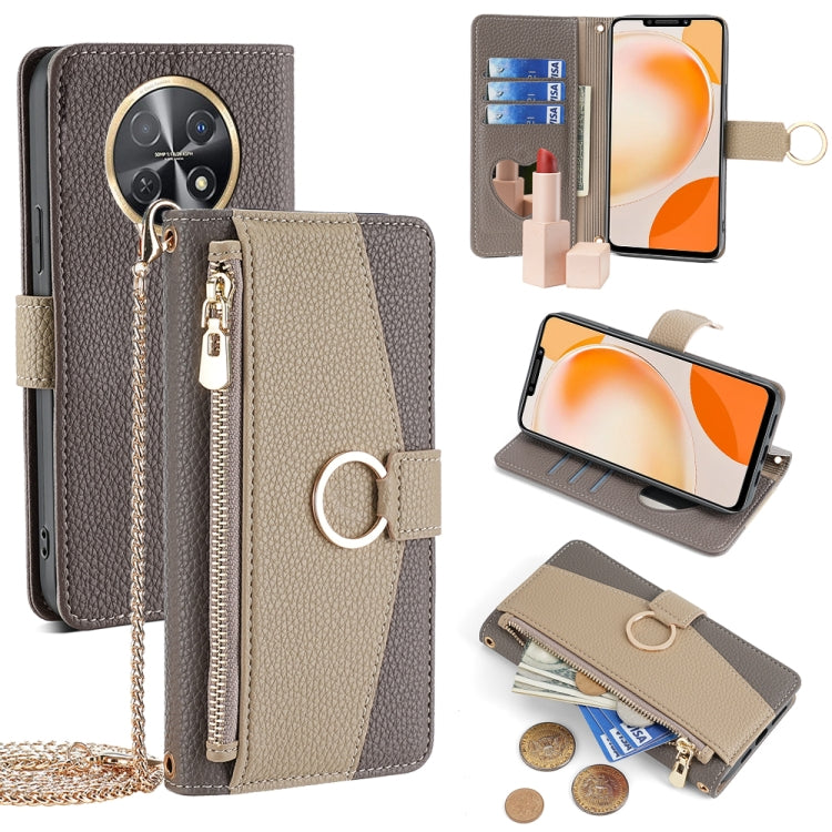 For Huawei Enjoy 60X Crossbody Litchi Texture Leather Phone Case(Grey) - Huawei Cases by PMC TechLife | Online Shopping South Africa | PMC TechLife | Buy Now Pay Later Mobicred