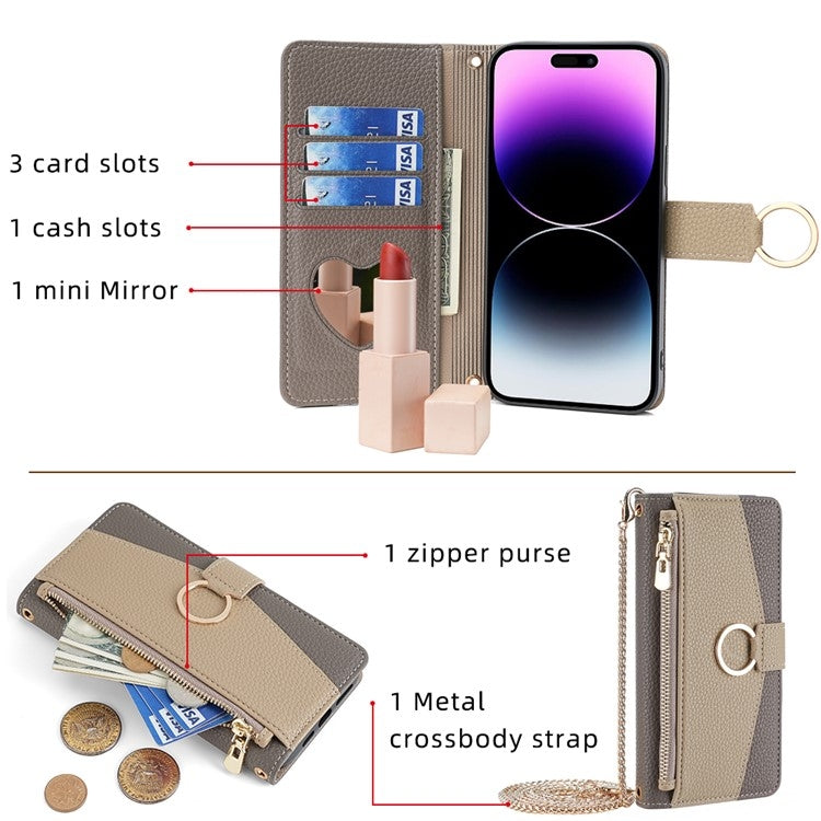 For Huawei Enjoy 60X Crossbody Litchi Texture Leather Phone Case(Grey) - Huawei Cases by PMC TechLife | Online Shopping South Africa | PMC TechLife | Buy Now Pay Later Mobicred