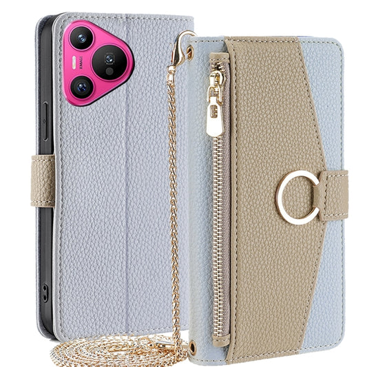 For Huawei Pura 70 5G Crossbody Litchi Texture Leather Phone Case(Blue) - Huawei Cases by PMC Jewellery | Online Shopping South Africa | PMC Jewellery | Buy Now Pay Later Mobicred