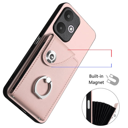 For Xiaomi Redmi 13C 5G / Redmi 13R Organ Card Bag Ring Holder PU Phone Case(Pink) - 13C Cases by PMC Jewellery | Online Shopping South Africa | PMC Jewellery | Buy Now Pay Later Mobicred