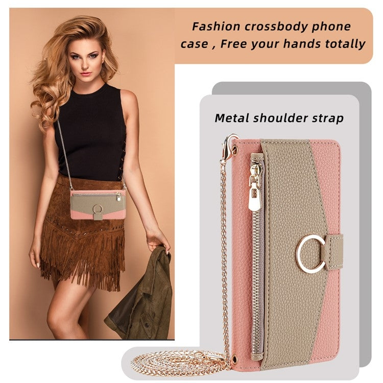 For OnePlus 9R Crossbody Litchi Texture Leather Phone Case(Pink) - OnePlus Cases by PMC TechLife | Online Shopping South Africa | PMC TechLife | Buy Now Pay Later Mobicred