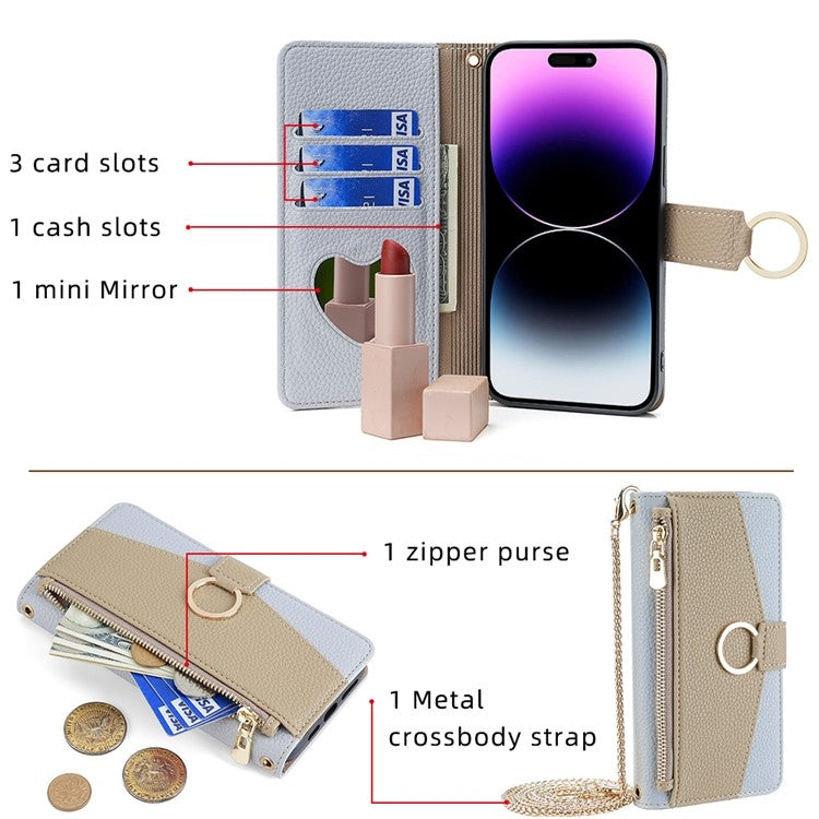 For OnePlus 11 Crossbody Litchi Texture Leather Phone Case(Blue) - OnePlus Cases by PMC TechLife | Online Shopping South Africa | PMC TechLife | Buy Now Pay Later Mobicred