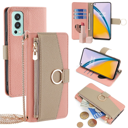 For OnePlus Nord 2 5G Crossbody Litchi Texture Leather Phone Case(Pink) - OnePlus Cases by PMC Jewellery | Online Shopping South Africa | PMC Jewellery | Buy Now Pay Later Mobicred