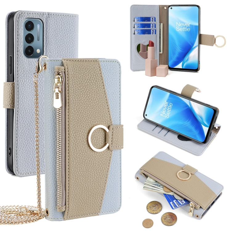 For OnePlus Nord N200 5G Crossbody Litchi Texture Leather Phone Case(Blue) - OnePlus Cases by PMC TechLife | Online Shopping South Africa | PMC TechLife | Buy Now Pay Later Mobicred