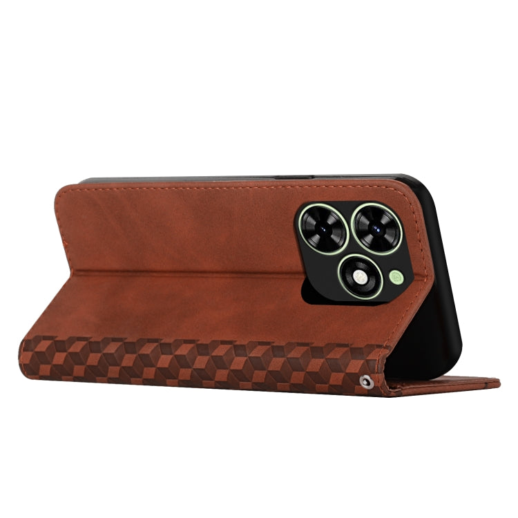 For Tecno Spark Go 2024 / POP 8 Diamond Splicing Skin Feel Magnetic Leather Phone Case(Brown) - Tecno Cases by PMC Jewellery | Online Shopping South Africa | PMC Jewellery | Buy Now Pay Later Mobicred