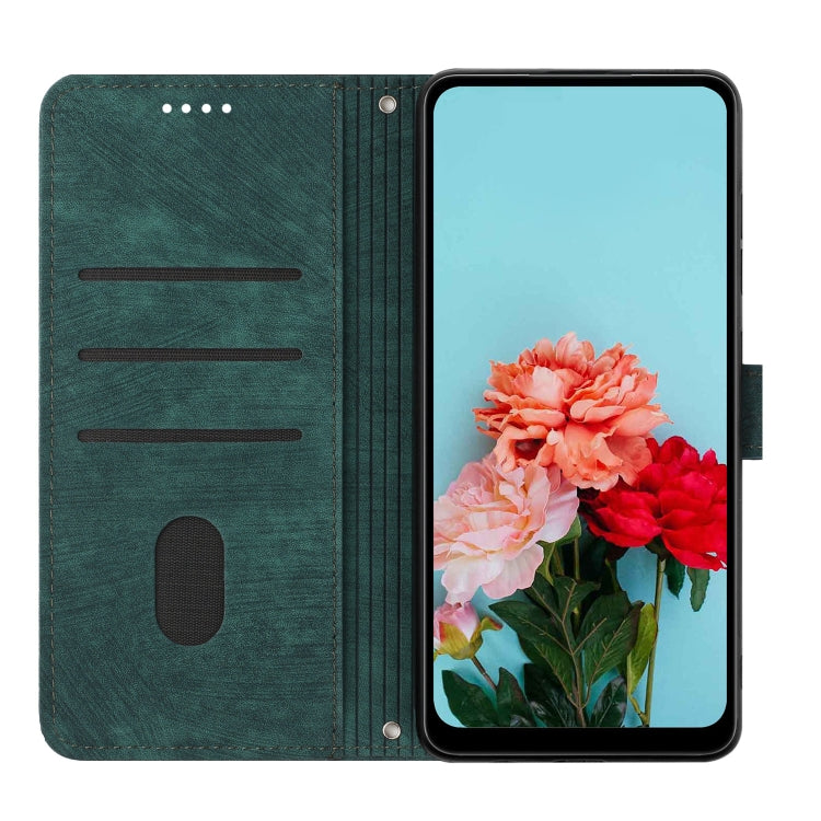 For Tecno Spark Go 2024 / POP 8 Skin Feel Stripe Pattern Leather Phone Case with Long Lanyard(Green) - Tecno Cases by PMC Jewellery | Online Shopping South Africa | PMC Jewellery | Buy Now Pay Later Mobicred