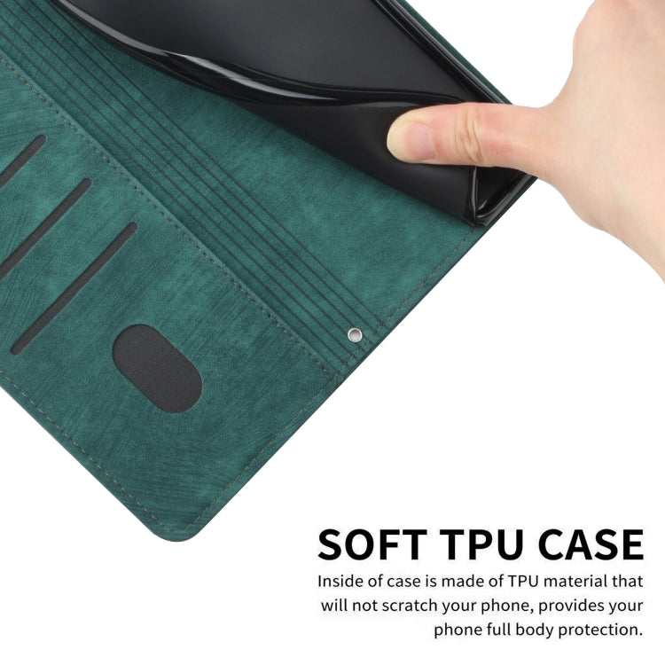 For Tecno Spark Go 2024 / POP 8 Skin Feel Stripe Pattern Leather Phone Case with Long Lanyard(Green) - Tecno Cases by PMC Jewellery | Online Shopping South Africa | PMC Jewellery | Buy Now Pay Later Mobicred
