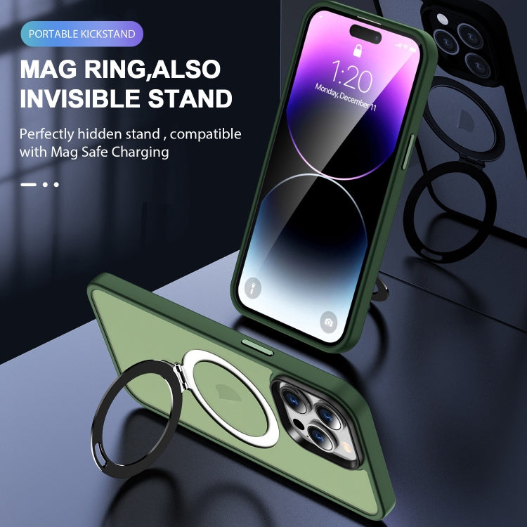 For iPhone 13 Pro MagSafe Holder Skin-feel PC Hybrid TPU Phone Case(Green) - iPhone 13 Pro Cases by PMC Jewellery | Online Shopping South Africa | PMC Jewellery