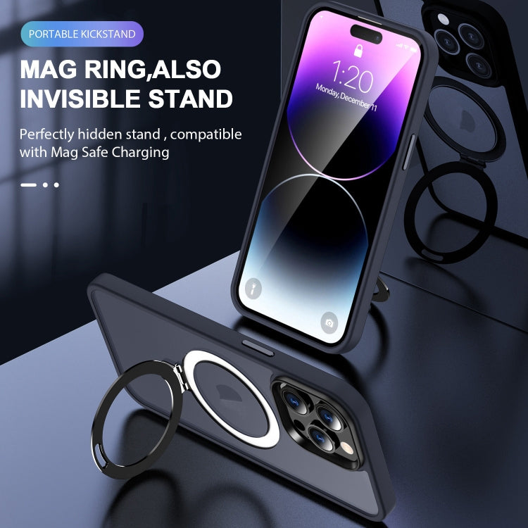 For iPhone 13 MagSafe Holder Skin-feel PC Hybrid TPU Phone Case(Dark Blue) - iPhone 13 Cases by PMC TechLife | Online Shopping South Africa | PMC TechLife