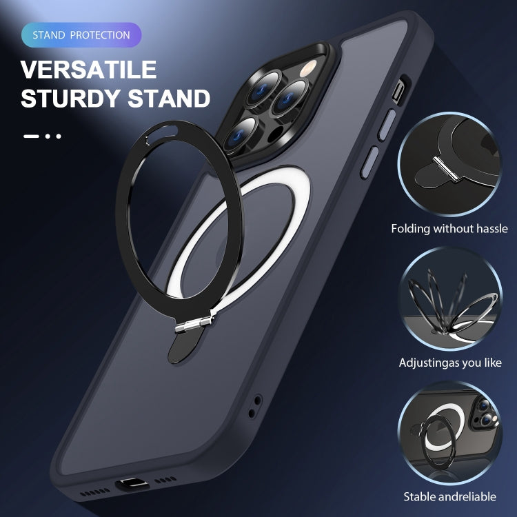 For iPhone 13 MagSafe Holder Skin-feel PC Hybrid TPU Phone Case(Dark Blue) - iPhone 13 Cases by PMC TechLife | Online Shopping South Africa | PMC TechLife