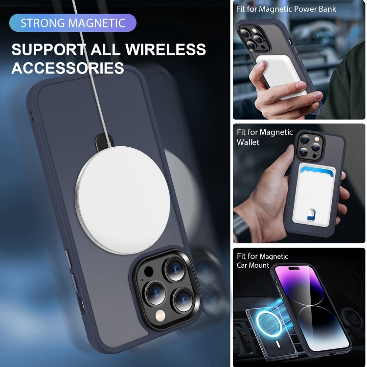 For iPhone 13 MagSafe Holder Skin-feel PC Hybrid TPU Phone Case(Dark Blue) - iPhone 13 Cases by PMC TechLife | Online Shopping South Africa | PMC TechLife