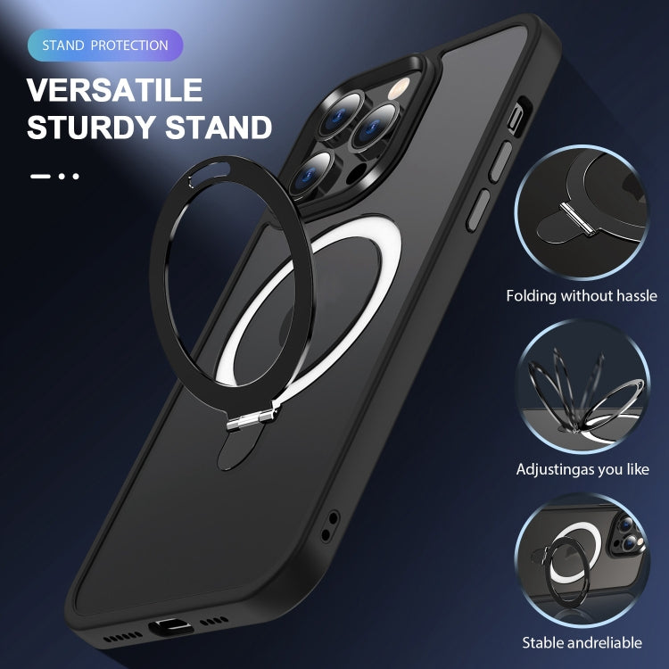 For iPhone 12 MagSafe Holder Skin-feel PC Hybrid TPU Phone Case(Black) - iPhone 12 / 12 Pro Cases by PMC TechLife | Online Shopping South Africa | PMC TechLife