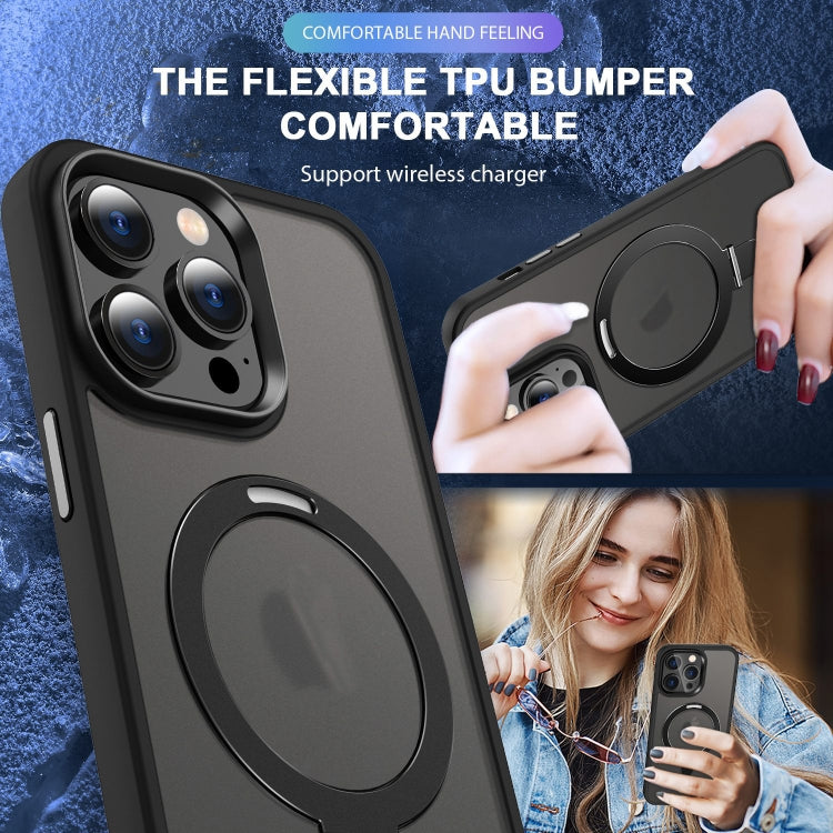 For iPhone 12 MagSafe Holder Skin-feel PC Hybrid TPU Phone Case(Black) - iPhone 12 / 12 Pro Cases by PMC TechLife | Online Shopping South Africa | PMC TechLife