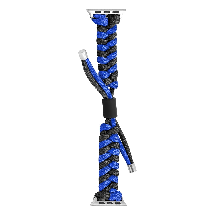 For Apple Watch Ultra 2 49mm Paracord Fishtail Braided Silicone Bead Watch Band(Black Blue) - Watch Bands by PMC Jewellery | Online Shopping South Africa | PMC Jewellery | Buy Now Pay Later Mobicred