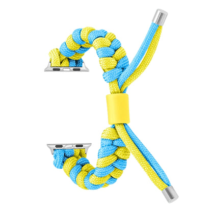 For Apple Watch Ultra 49mm Paracord Fishtail Braided Silicone Bead Watch Band(Light Blue Yellow) - Watch Bands by PMC Jewellery | Online Shopping South Africa | PMC Jewellery | Buy Now Pay Later Mobicred