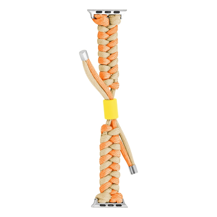 For Apple Watch Ultra 49mm Paracord Fishtail Braided Silicone Bead Watch Band(Orange Yellow) - Watch Bands by PMC Jewellery | Online Shopping South Africa | PMC Jewellery | Buy Now Pay Later Mobicred