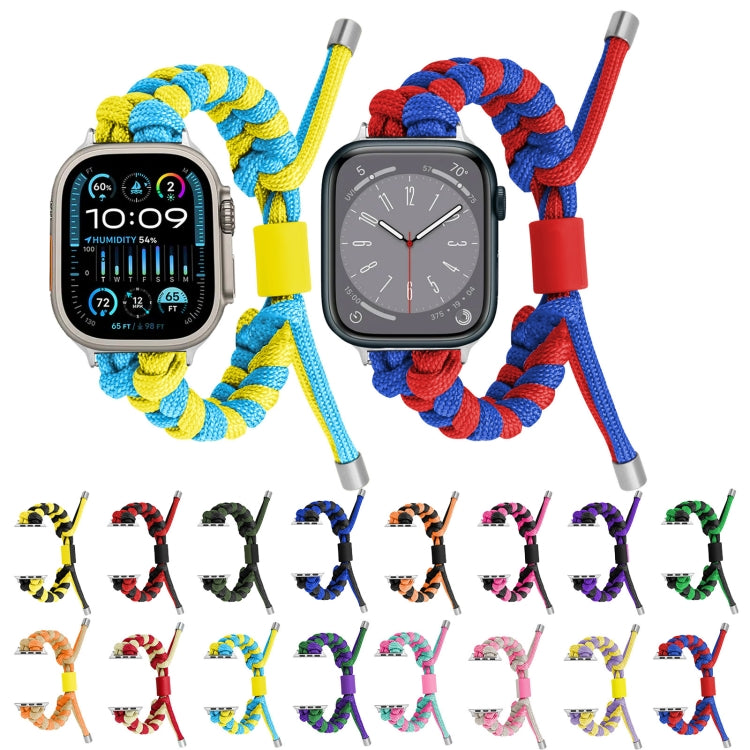 For Apple Watch Ultra 49mm Paracord Fishtail Braided Silicone Bead Watch Band(Orange Yellow) - Watch Bands by PMC Jewellery | Online Shopping South Africa | PMC Jewellery | Buy Now Pay Later Mobicred