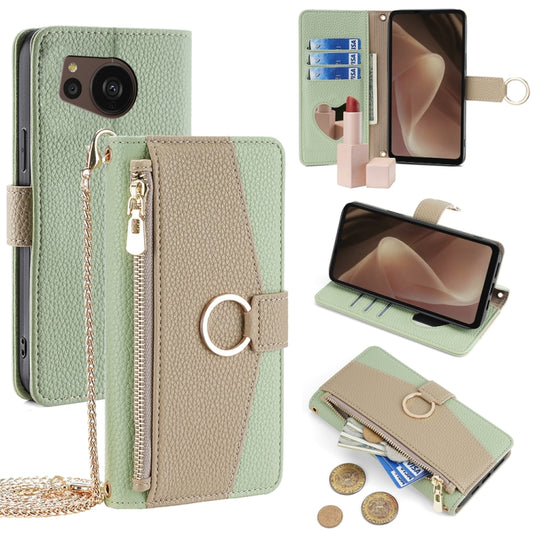 For Sharp Aquos Sense7 Plus Crossbody Litchi Texture Leather Phone Case(Green) - More Brand by PMC Jewellery | Online Shopping South Africa | PMC Jewellery | Buy Now Pay Later Mobicred