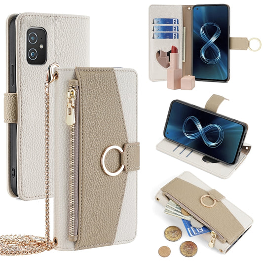 For Asus Zenfone 8 ZS590KS Crossbody Litchi Texture Leather Phone Case(White) - ASUS Cases by PMC Jewellery | Online Shopping South Africa | PMC Jewellery | Buy Now Pay Later Mobicred