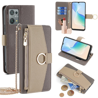 For Blackview Oscal C30 / Oscal C30 Pro Crossbody Litchi Texture Leather Phone Case(Grey) - More Brand by PMC Jewellery | Online Shopping South Africa | PMC Jewellery | Buy Now Pay Later Mobicred