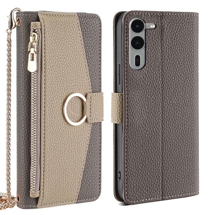 For Fujitsu Arrows We2 Plus Crossbody Litchi Texture Leather Phone Case(Grey) - More Brand by PMC TechLife | Online Shopping South Africa | PMC TechLife | Buy Now Pay Later Mobicred