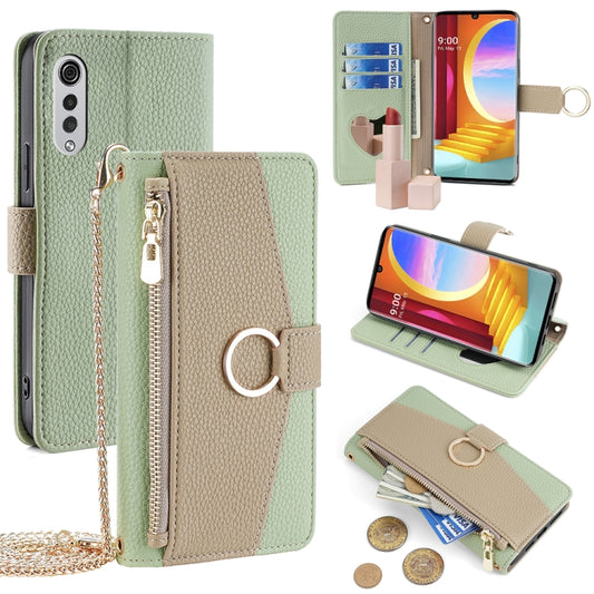 For LG Velvet Crossbody Litchi Texture Leather Phone Case(Green) - LG by PMC Jewellery | Online Shopping South Africa | PMC Jewellery | Buy Now Pay Later Mobicred