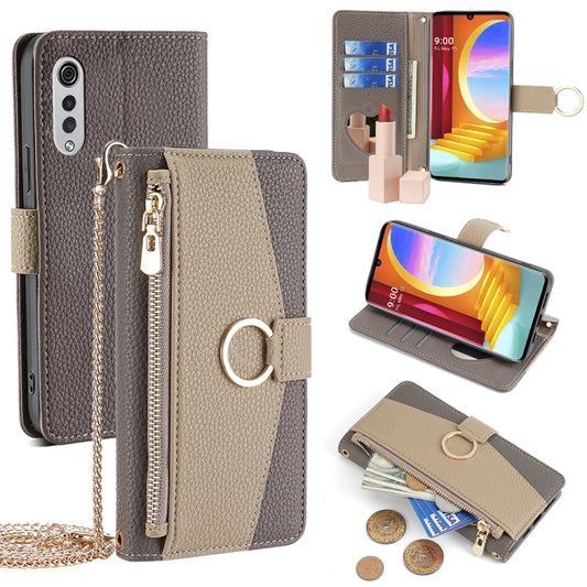 For LG Velvet Crossbody Litchi Texture Leather Phone Case(Grey) - LG by PMC Jewellery | Online Shopping South Africa | PMC Jewellery | Buy Now Pay Later Mobicred