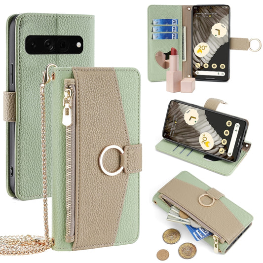 For Google Pixel 7 Pro Crossbody Litchi Texture Leather Phone Case(Green) - Google Cases by PMC Jewellery | Online Shopping South Africa | PMC Jewellery | Buy Now Pay Later Mobicred