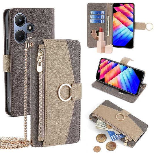 For Infinix Hot 30i 4G Crossbody Litchi Texture Leather Phone Case(Grey) - Infinix Cases by PMC Jewellery | Online Shopping South Africa | PMC Jewellery | Buy Now Pay Later Mobicred