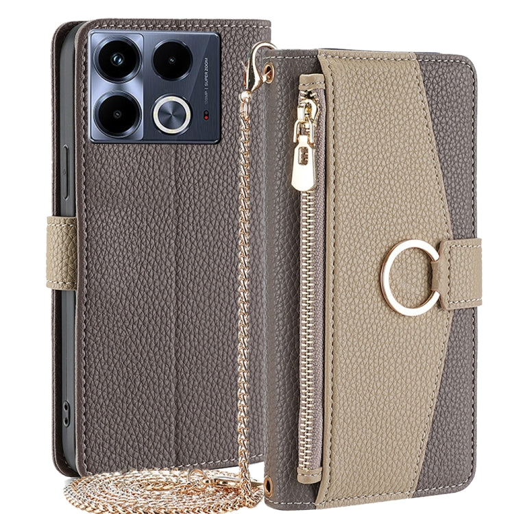 For Infinix Note 40 4G Crossbody Litchi Texture Leather Phone Case(Grey) - Infinix Cases by PMC TechLife | Online Shopping South Africa | PMC TechLife | Buy Now Pay Later Mobicred