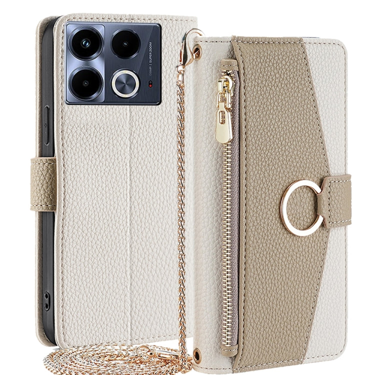 For Infinix Note 40 4G Crossbody Litchi Texture Leather Phone Case(White) - Infinix Cases by PMC TechLife | Online Shopping South Africa | PMC TechLife | Buy Now Pay Later Mobicred
