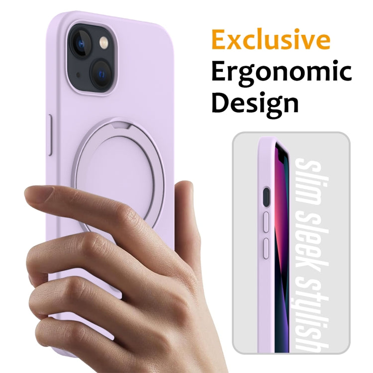 For iPhone 13 MagSafe Magnetic Liquid Silicone Phone Case with Ring Holder(Lilac Purple) - iPhone 13 Cases by PMC TechLife | Online Shopping South Africa | PMC TechLife