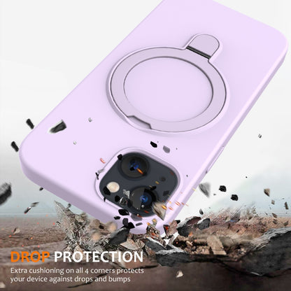 For iPhone 14 Plus MagSafe Magnetic Liquid Silicone Phone Case with Ring Holder(Lilac Purple) - iPhone 14 Plus Cases by PMC Jewellery | Online Shopping South Africa | PMC Jewellery