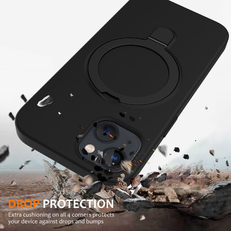 For iPhone 14 MagSafe Magnetic Liquid Silicone Phone Case with Ring Holder(Black) - iPhone 14 Cases by PMC TechLife | Online Shopping South Africa | PMC TechLife