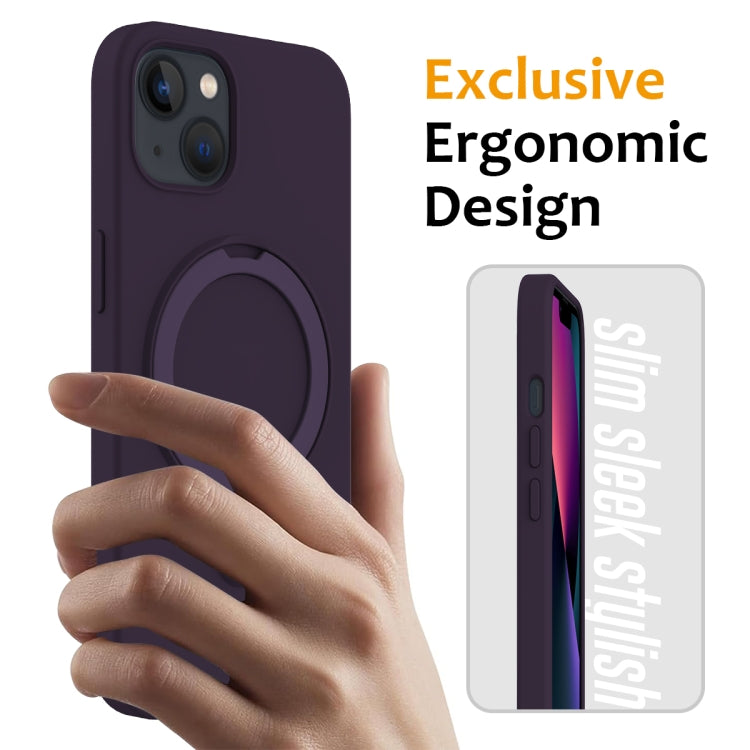 For iPhone 15 Plus MagSafe Magnetic Liquid Silicone Phone Case with Ring Holder(Purple) - iPhone 15 Plus Cases by PMC TechLife | Online Shopping South Africa | PMC TechLife