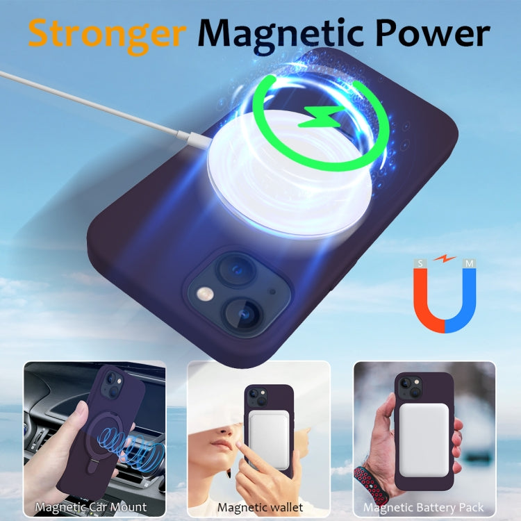 For iPhone 15 Plus MagSafe Magnetic Liquid Silicone Phone Case with Ring Holder(Purple) - iPhone 15 Plus Cases by PMC TechLife | Online Shopping South Africa | PMC TechLife