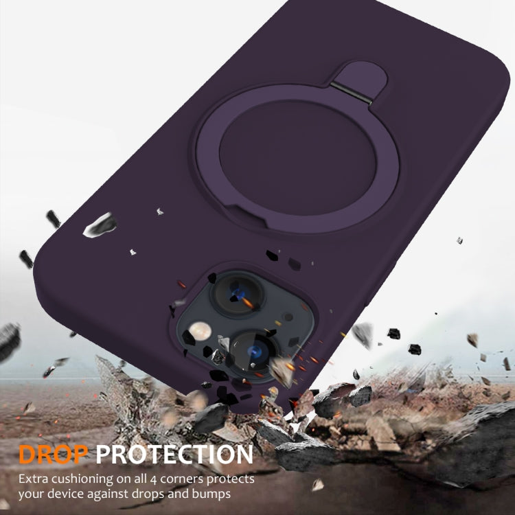 For iPhone 15 Plus MagSafe Magnetic Liquid Silicone Phone Case with Ring Holder(Purple) - iPhone 15 Plus Cases by PMC TechLife | Online Shopping South Africa | PMC TechLife