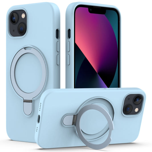 For iPhone 15 Plus MagSafe Magnetic Liquid Silicone Phone Case with Ring Holder(Sky Blue) - iPhone 15 Plus Cases by PMC Jewellery | Online Shopping South Africa | PMC Jewellery