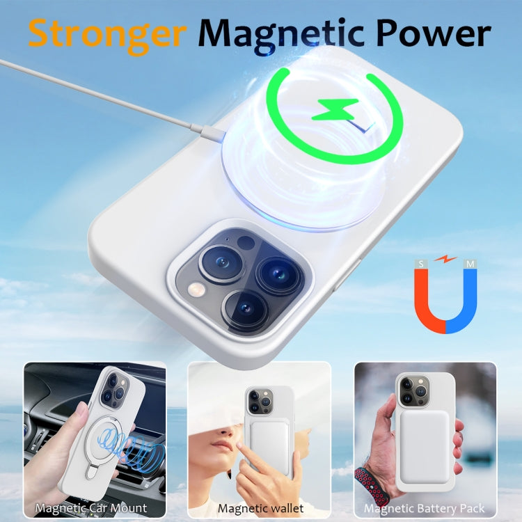 For iPhone 15 Pro Max MagSafe Magnetic Liquid Silicone Phone Case with Ring Holder(White) - iPhone 15 Pro Max Cases by PMC Jewellery | Online Shopping South Africa | PMC Jewellery