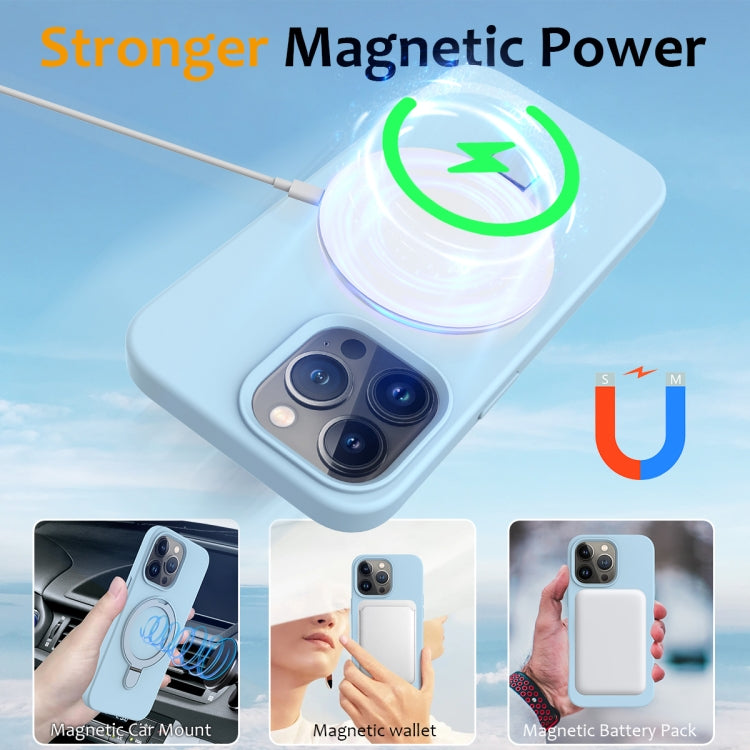 For iPhone 15 Pro MagSafe Magnetic Liquid Silicone Phone Case with Ring Holder(Sky Blue) - iPhone 15 Pro Cases by PMC Jewellery | Online Shopping South Africa | PMC Jewellery