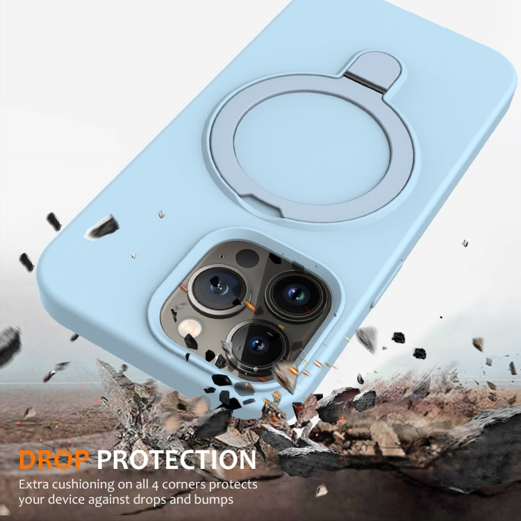 For iPhone 15 Pro MagSafe Magnetic Liquid Silicone Phone Case with Ring Holder(Sky Blue) - iPhone 15 Pro Cases by PMC TechLife | Online Shopping South Africa | PMC TechLife