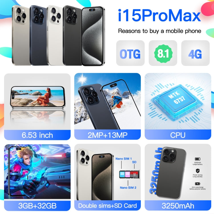 i15ProMax / U18, 3GB+32GB, 6.53 inch Face Identification Android 8.1 MTK6737 Quad Core, Network: 4G, OTG, Dual SIM(Grey) -  by PMC Jewellery | Online Shopping South Africa | PMC Jewellery
