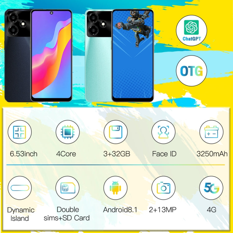 M6Pro / U30, 3GB+32GB, 6.53 inch Screen, Face Identification, Android 8.1 MTK6737 Quad Core, Network: 4G, OTG, Dual SIM(Green) -  by PMC Jewellery | Online Shopping South Africa | PMC Jewellery