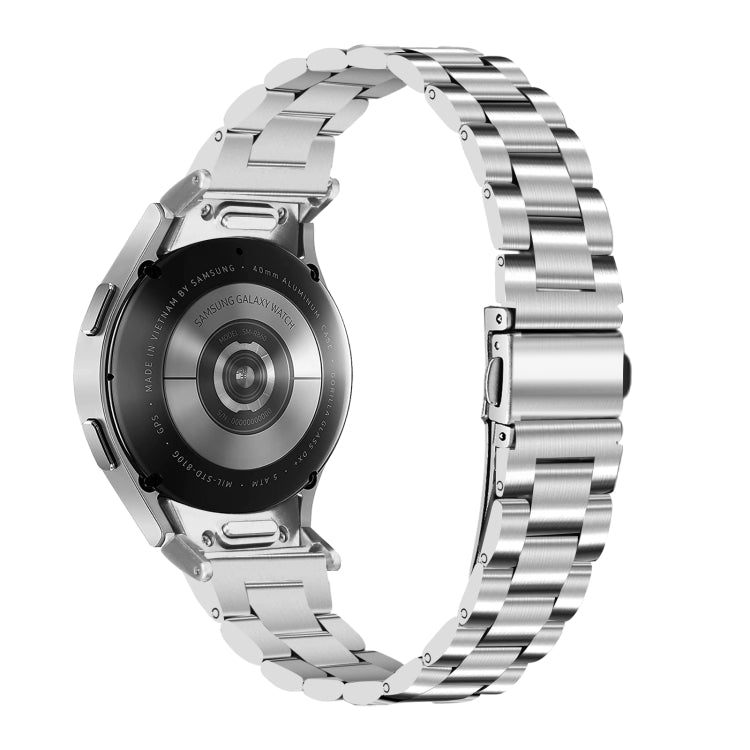 For Samsung Galaxy Watch 6 Quick Release Button Slim Three-bead Stainless Steel Watch Band(Silver) - free shipping - PMC TechLife - Order now!